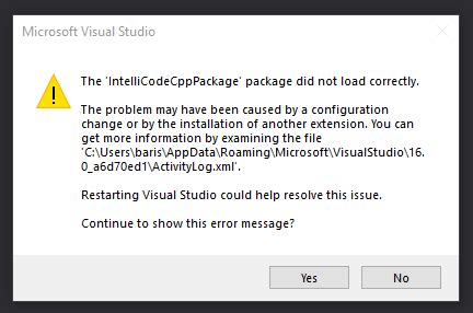 visual studio package not loading